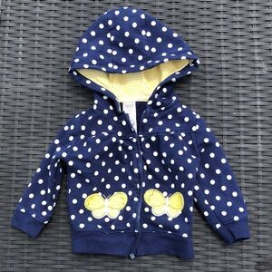 Carter's Blue and Yellow Hooded Sweatshirt with Polka Dots